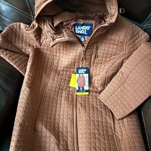Lands' End Women's Brown Quilted Puffer Jacket